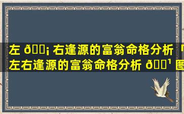 左 🐡 右逢源的富翁命格分析「左右逢源的富翁命格分析 🌹 图」